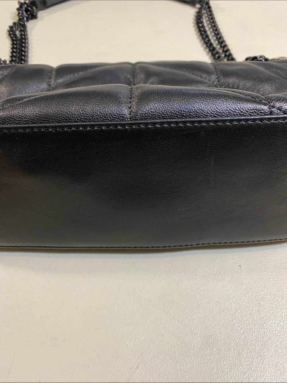 Saint Laurent Black Quilted Chevron Leather Shoulder Bag with Chain Strap - Picture 3 of 7